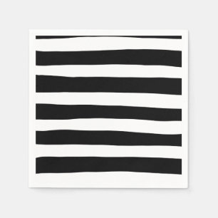 Serviette En Papier Stripes inégales - Noir et blanc