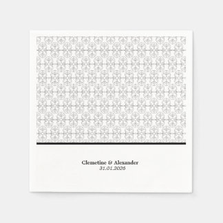 Serviette En Papier Style Art Déco élégant noir et blanc