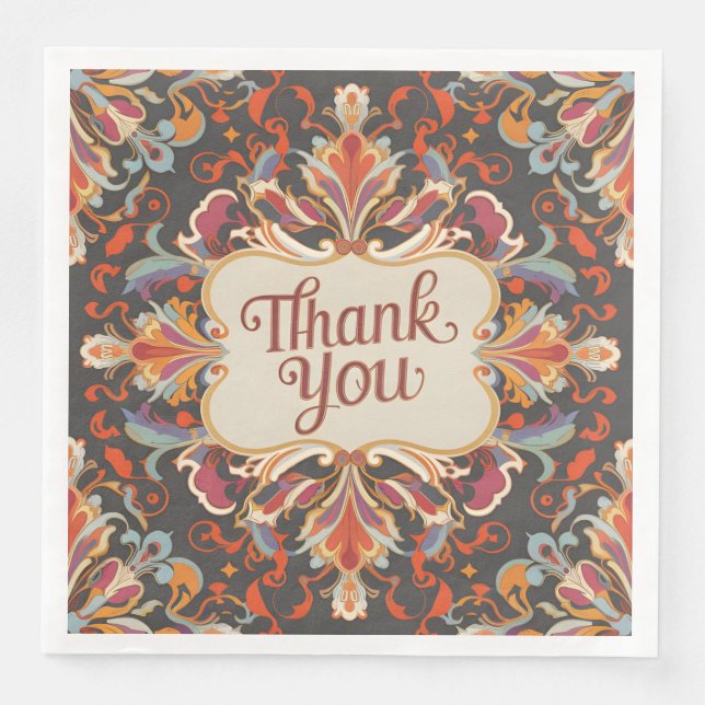 Serviette En Papier Style baroque d'élite remerciement Merci (Devant)