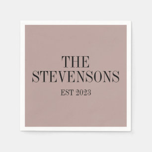 Serviette En Papier Style Classic Famille Nom Est Date Mauve