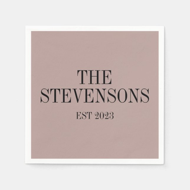 Serviette En Papier Style Classic Famille Nom Est Date Mauve (Devant)