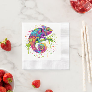 Serviette En Papier Style d'aquarelle des teintures Chameleon