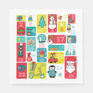 Serviette En Papier Style de dessin du calendrier de l'Avent mûr
