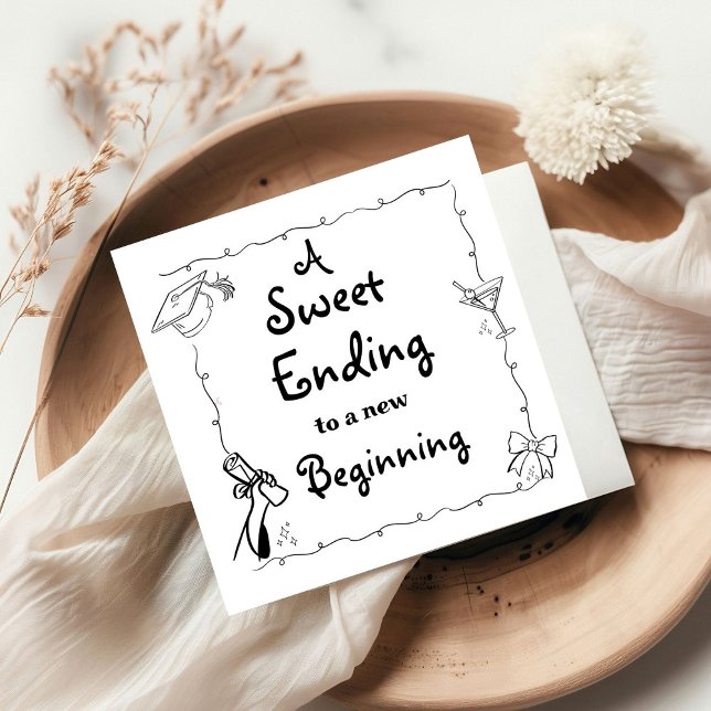 Serviette En Papier Style Doodles Main Drawn Graduation favorise signe (Créateur téléchargé)