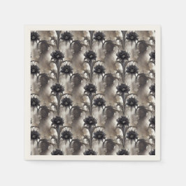 Serviette En Papier Style gothique Fleurs noires