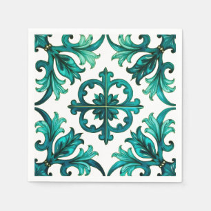 Serviette En Papier Style italien, mosaïque, vert