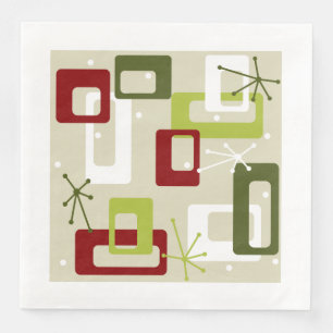 Serviette En Papier Style moderne du milieu du siècle Spoutnik vert et