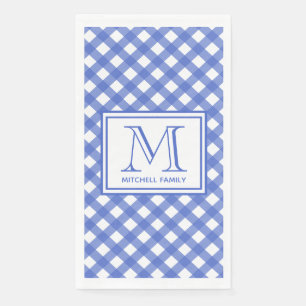Serviette En Papier Style Pays Bleu En vichy Motif Monogramme