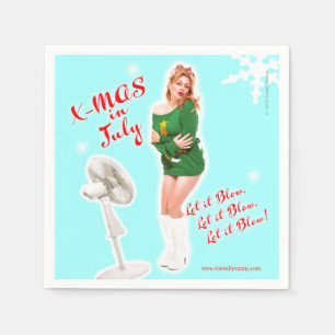 Serviette En Papier Style rétro Noël en Juillet serviettes de boisson.
