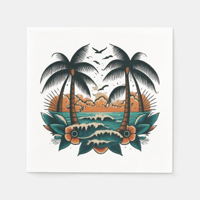 Serviette En Papier Style Sailor Jerry (Devant)