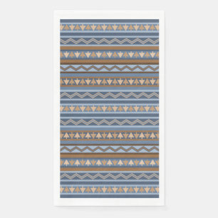 Serviette En Papier Style sud-ouest bleu et Motif géométrique Brown