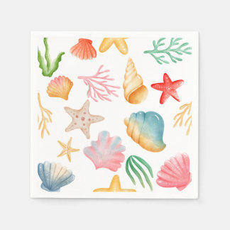 Serviette En Papier Style Vibrant Ocean Marine Sea Shell coloré