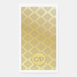 Serviette En Papier Style Vintage Luxe Monogrammé Or
