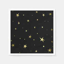 Serviette En Papier Stylish Black Gold Stars