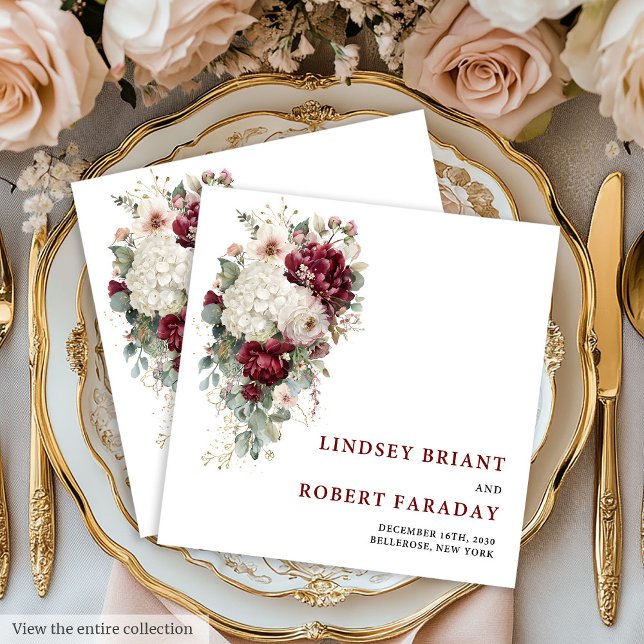 Serviette En Papier Stylish Boho Merlot Blush Sage Gold Roses Wedding (Stylish Boho Merlot Blush Sage Gold Roses Wedding Paper Dinner Napkins)