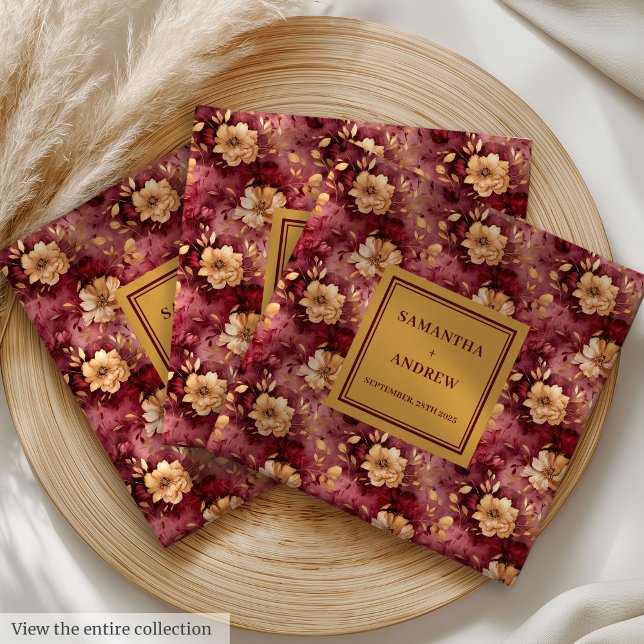 Serviette En Papier Stylish Burgundy Gold Wedding Réception serviettes (Stylish Burgundy Gold Wedding Reception Napkins)