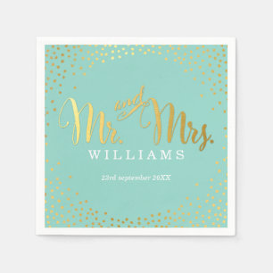 Serviette En Papier STYLISH MARIAGE TABLE mini confetti or menthe