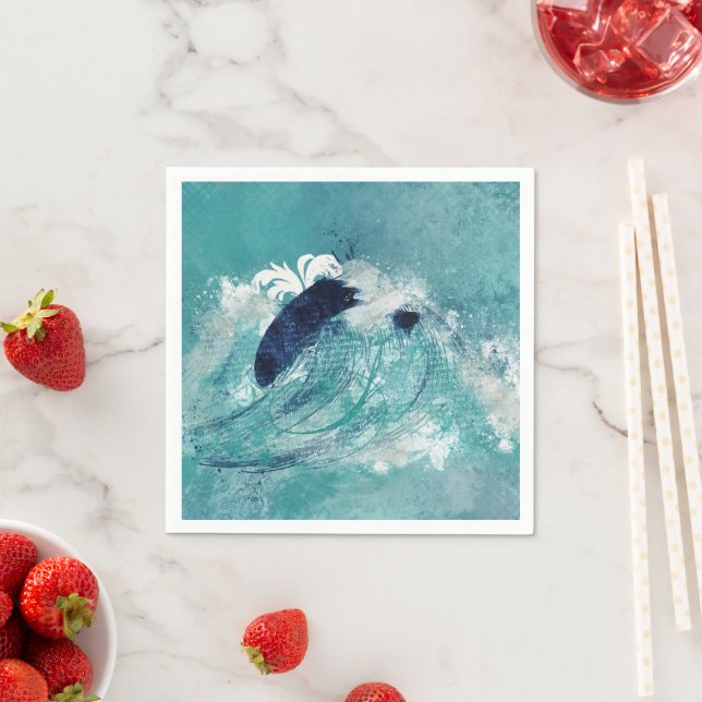 Serviette En Papier Sublimation d'onde | Eau marémotrice bleu-vert (En situation)