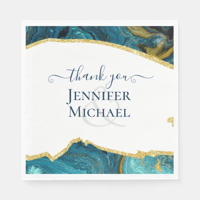 Serviette En Papier Sublime Emerald Gold AGATE Mariage (Devant)