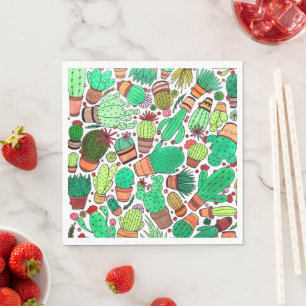 Serviette En Papier Succulent Cactus Pots Plante Vert Cactus Jardin