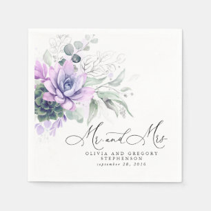 Serviette En Papier Succulent Verdure argent Élégant Mariage Boho