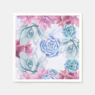 Serviette En Papier Succulentes Fête de Mariage Moderne Chic Marbre