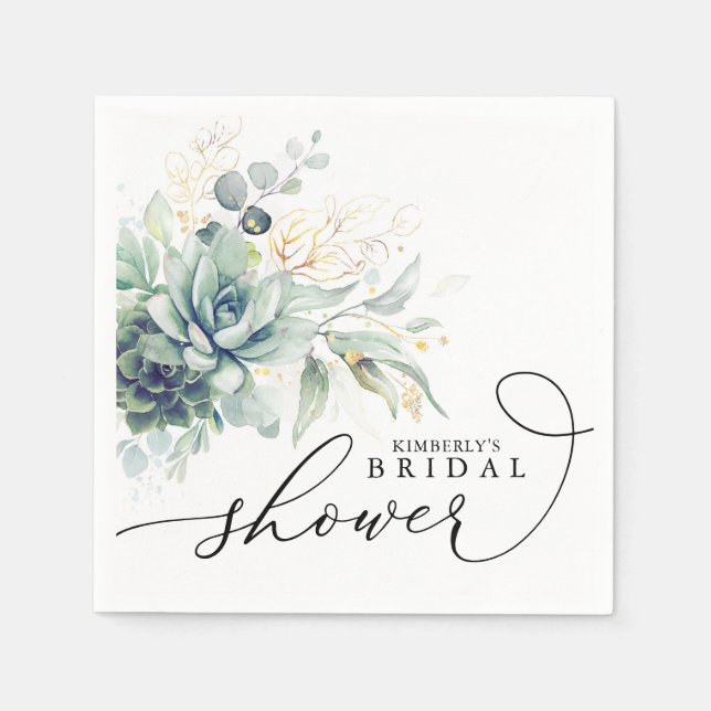 Serviette En Papier Succulentes verdure Élégant Baby Shower / Mariage (Devant)