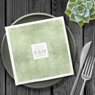 Serviette En Papier Succulents et Mariage étincelant vert ID515