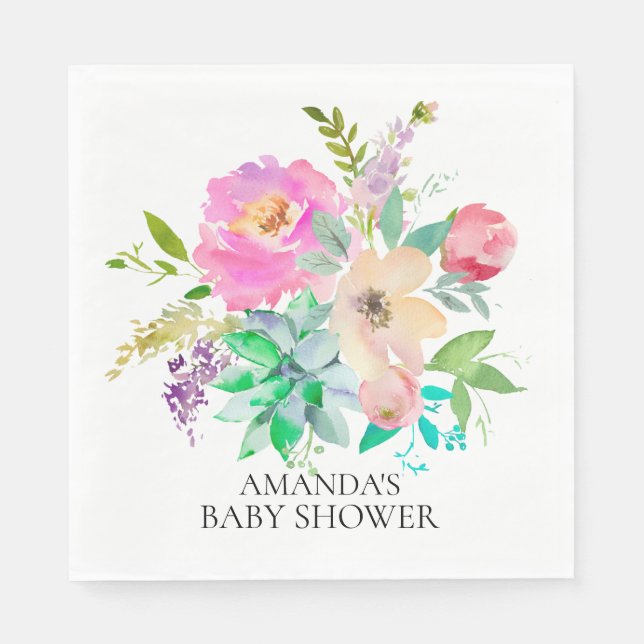 Serviette En Papier Succulents & Papier de douche à fleurs serviettes (Devant)