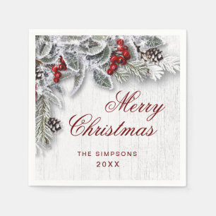 Serviette En Papier Succursale Mistletoe Rustique Joyeux Noël