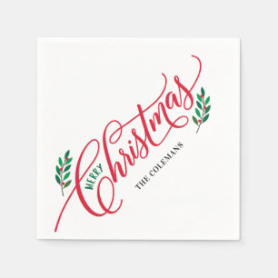 Serviette En Papier Succursales de Noël Joyeuses serviettes de fête de