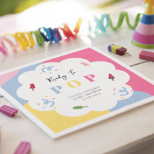 Serviette En Papier Sucette Colorée Prête à Éclater Baby Shower