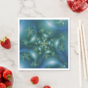 Serviette En Papier Sucré   Art fractal bleu et vert