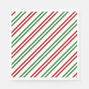Serviette En Papier Sucre de canne Noël rayures Rouge Vert