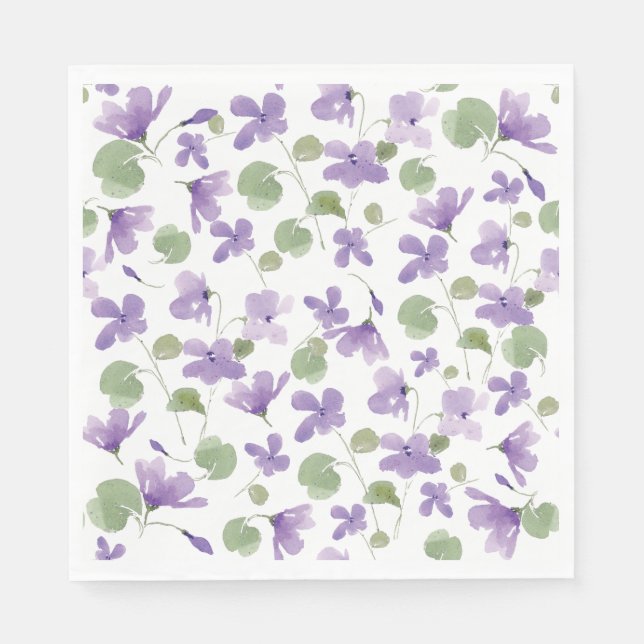 Serviette En Papier Sucré Violets déjeuner Napkin (Devant)