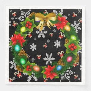 Serviette En Papier Sucres de canne de couronnes de Noël Flammes de ne