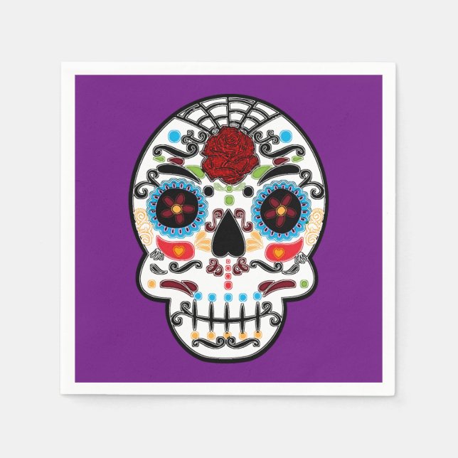 Serviette En Papier Sugar Skeleton Party Mexicaine Espagnol Skeleton (Devant)