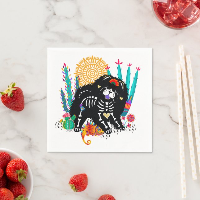 Serviette En Papier SUGARSKULL NIRVANA chien de chow halloween (En situation)