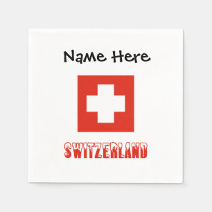 Serviette En Papier Suisse et drapeau suisse avec votre nom