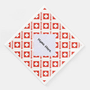 Serviette En Papier Suisse et drapeau suisse personnalisé en mosaïque 
