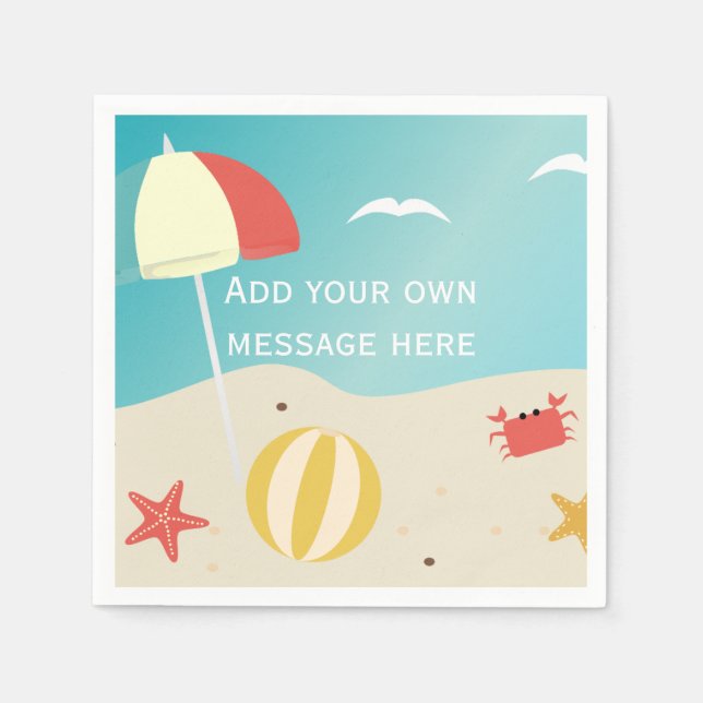 Serviette En Papier Summer Beach Seaside Holiday Texte personnalisé (Devant)