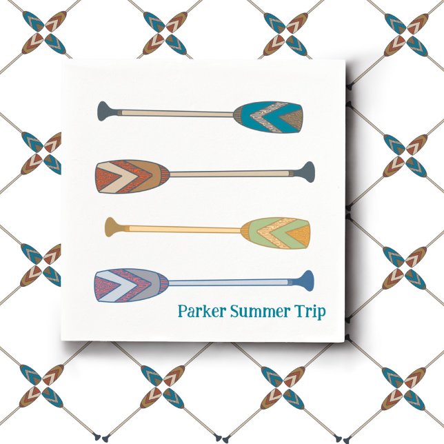 Serviette En Papier Summer Canoe Family Trip custom napkins (Créateur téléchargé)