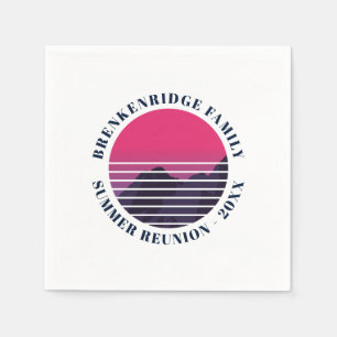 Serviette En Papier Summer Party Retro Sunset Mountains Family Paper