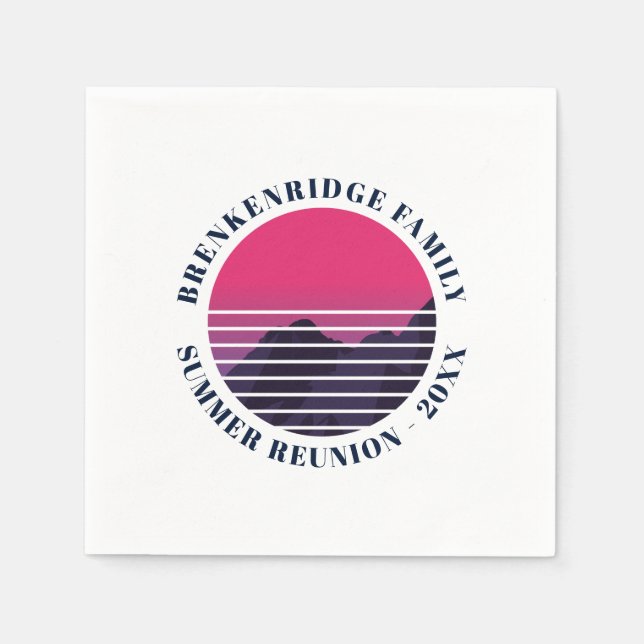 Serviette En Papier Summer Party Retro Sunset Mountains Family Paper (Devant)