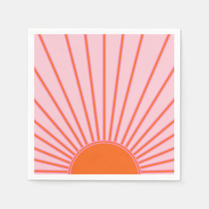 Serviette En Papier Sun Sunrise Pastel Rose Et Orange Sunshine