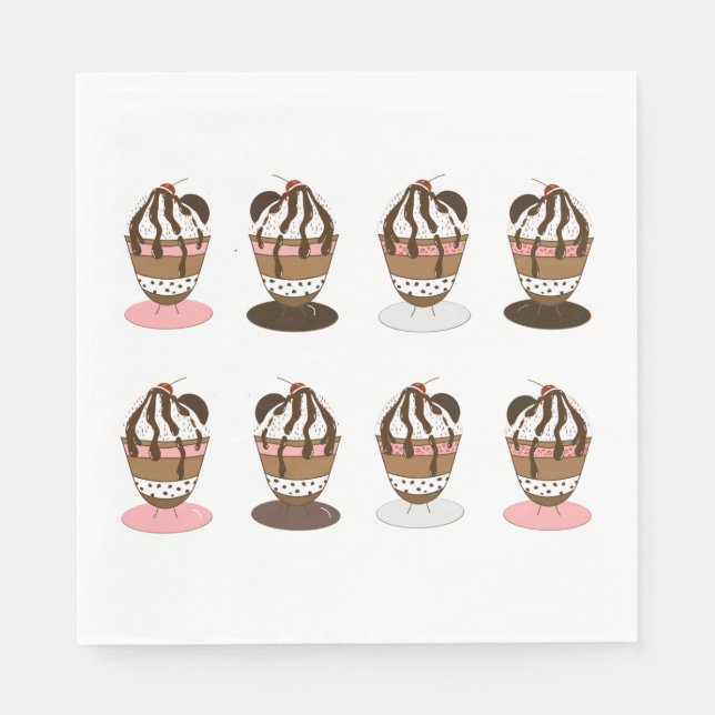 Serviette En Papier Sundaes de crème glacée (Devant)