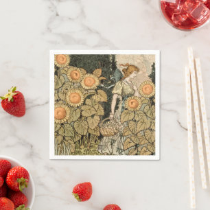 Serviette En Papier Sunflower Art Nouveau Jardin Grasset Femme