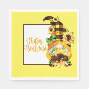 Serviette En Papier Sunflower Birthday Gnome