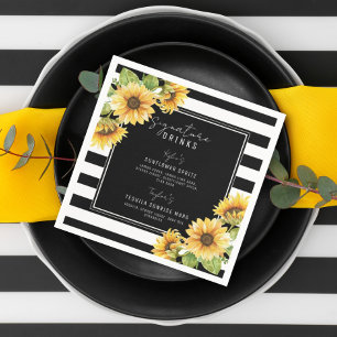 Serviette En Papier Sunflower Black Stripe Signature Boissons Mariage