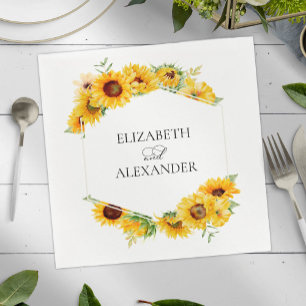 Serviette En Papier Sunflower Géométrique Floral Automne Mariage Autom